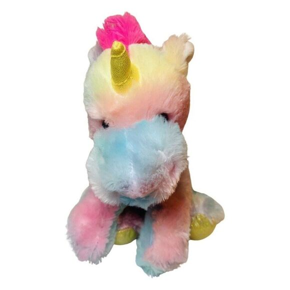 Unicorn Rainbow Pink Mane Tail Plush Goffa Stuffed Animal Toy 8" Soft Lovey - Picture 2 of 5